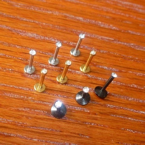 3 pieces 16g 8mm surgical steel silver gold black labret, labret stud, lip ring, lip stud, cartilage tragus earrings piercing