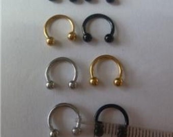 16g thin 8mm gold black silver horseshoe nipple bar shield ring piercing jewelry for extremely small nipple, men size nippless