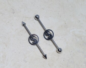 316L surgical steel dollar sign ball spike 38mm 14g industrial bar barbell jewelry piercing