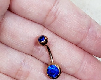 14g yellow gold sapphire blue crystal birth stone banana bar belly button ring curved barbell bar piercing navel ring piercing September