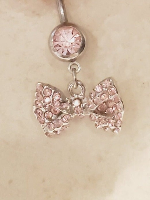 ♡ 1.0 pretty pink bow belly piercing v1