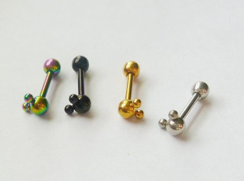 Cute Mickey Head 16G Steel Labret Lip Rings Tragus Cartilage Rook helix daith Earrings Stud Jewelry Piercing 6mm straight barbell