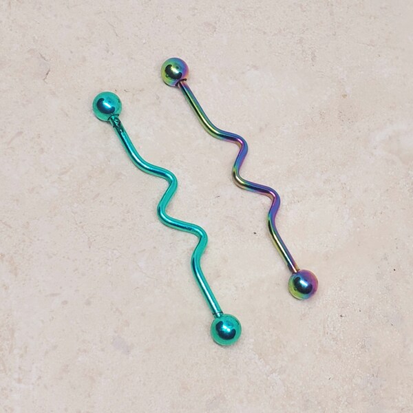 14g Industrial Barbell Ear Cartilage Piercing – Stainless Steel Multi-Color – 1.5"