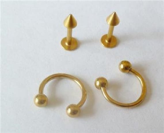 4 Pieces Gold Labret Stud Snake Bite Cartilage Tragus Hoop Earrings Nose Septum Ring Piercing Gold Lip Ring Gold 16g Horseshoe Etsy Canada