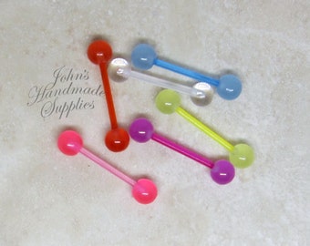 1 piece 14G 16mm 6mm removable balls flexible bendable Bioplast Clear Tongue bar barbell Ring retainer piercing jewelry