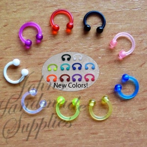 16g Jelly Candy Color Flexible Retainer Ball Barbell Horseshoe Eyebrow Rings Tragus Cartilage Daith Rook Earrings Hoop