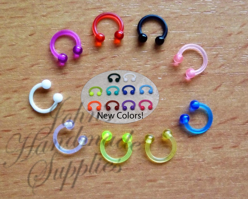 16g Jelly Candy Color Flexible Retainer Ball Barbell Horseshoe Eyebrow Rings Tragus Cartilage Daith Rook Earrings Hoop 