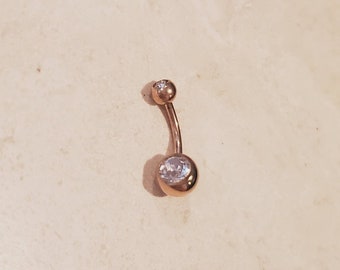 14g rose gold cz crystal birth stone banana bar barbell belly button ring straight barbell bar piercing navel ring piercing April