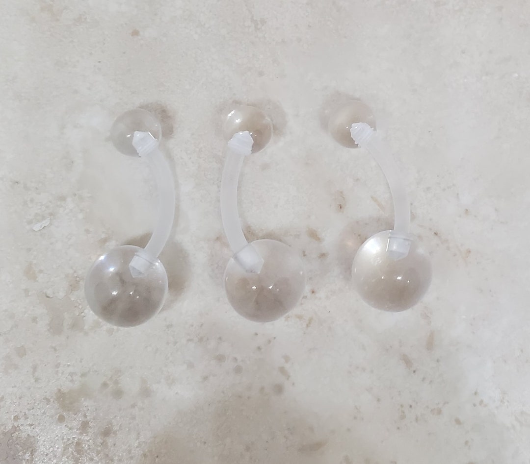14g Invisible Clear Belly Button Bar Ring / Hide Invisible MRI Etsy