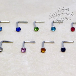 Nose Stud Nose Piercing Nose Ring Simple Base Silver Tiny Zircon 1.7mm L Shape Post Stainless steel Curve 18g, easy to use L shape bend