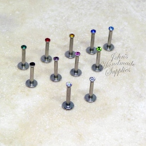 16g 5/16" 8mm 2mm crystal stud labret lip ring stud piercing, daith cartilage Monroe rook tragus earring stud piercing jewelry
