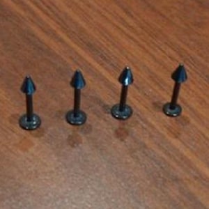 16g black spike 1 piece or 4 pieces labret stud, lip ring, cartilage helix rook daith tragus earrings stud piercing, snake angel bite