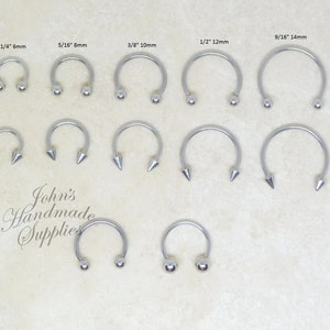 16g 316L surgical steel 6mm 8mm 10mm 12mm 14mm silver horseshoe, septum ring, lip labret, cartilage tragus rook  conch daith hoop earring