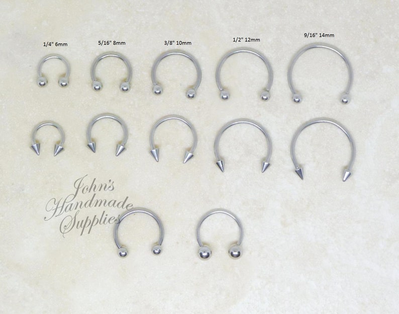 16g 316L surgical steel 6mm 8mm 10mm 12mm 14mm silver horseshoe, septum ring, lip labret, cartilage tragus rook  conch daith hoop earring 