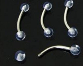 Set of Three (3) 16G clear 316L Surgical Steel cartilage helix tragus  Eyebrow Curved Barbell Body Piercing Jewelry