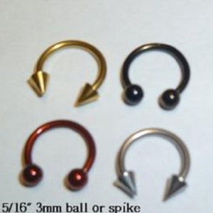 Set of (4) 16G Spike & Ball 8mm Horseshoe, Lip Ring Piercing, Snake Angel Bites, Lip Hoop, Daith Cartilage Tragus Rook Jewelry