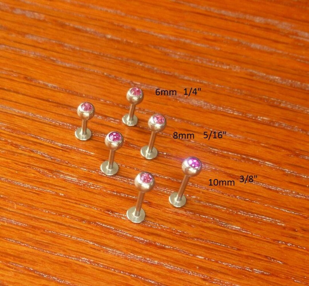 Set De 5 Piercings Labret/tragus Avec Strass Zircone - Acier Inoxydable 3mm - Neuf Sans Emballage