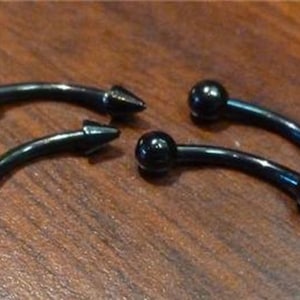 Set of four (4) 16g Titanium Anodized Black Spike Ball Curved Barbell Eyebrow Cheek Piercing