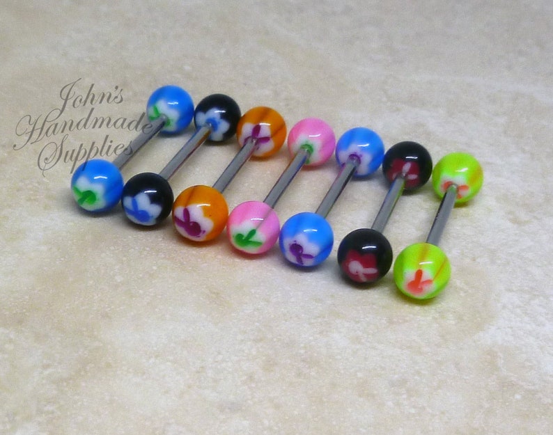 Nipple Tongue ring Barbell 8 Neon Ball 14g 5//8/" 16mm Surgical Steel one of each