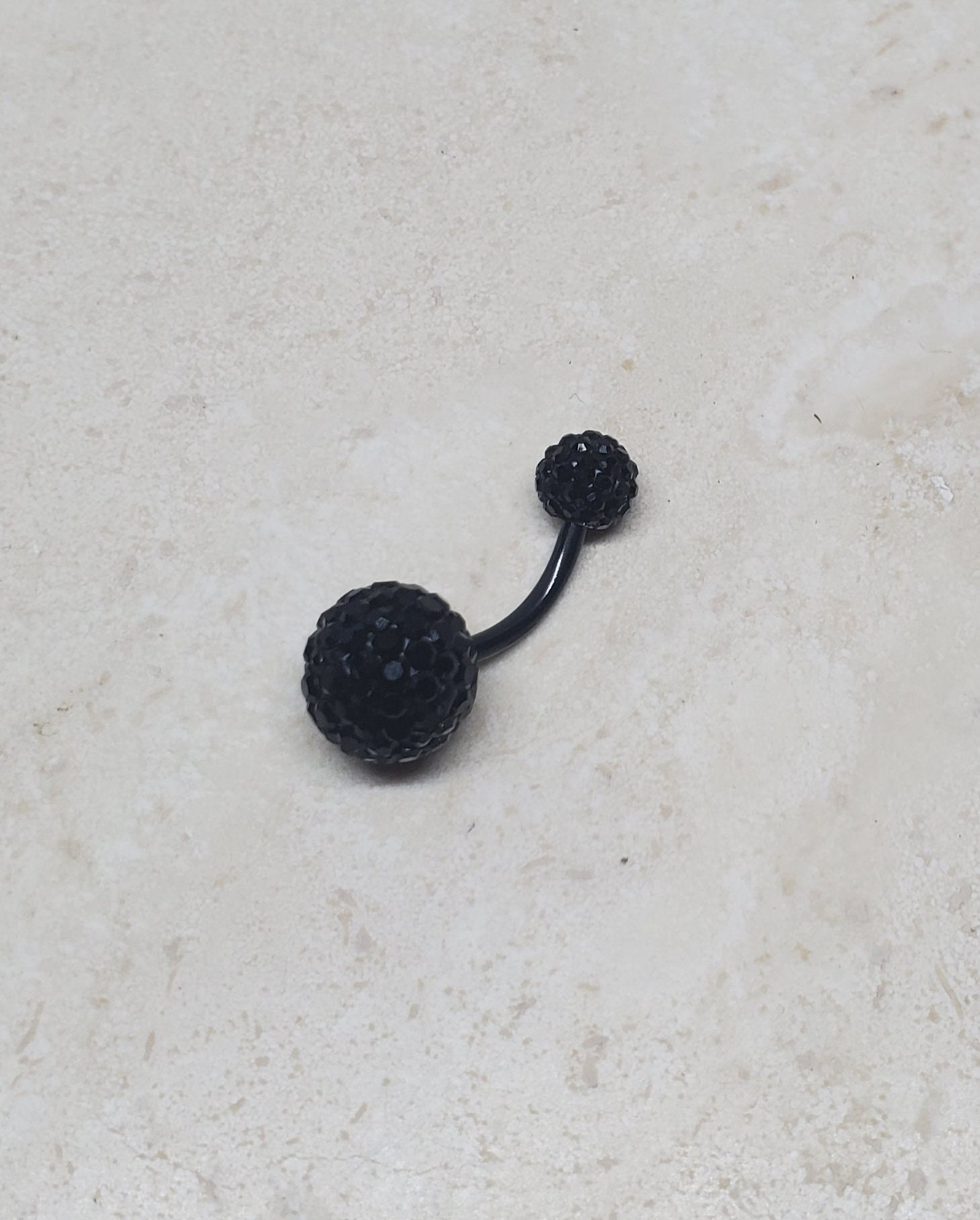 14g tytanowy, czarny kryształowy piercing do pępka, biżuteria do pępka, zakrzywiony sztanga, sztanga bananowa