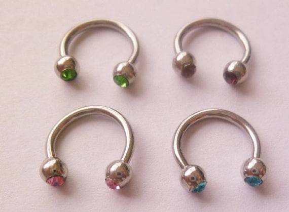 16g 4pieces Horseshoe Piercing/crystal Piercinggus Earring