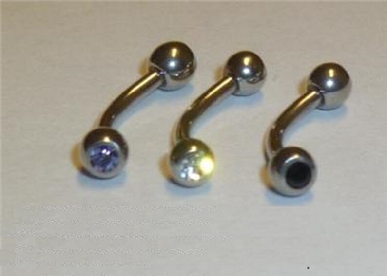 316L Surgical Steel Eyebrow Piercing Curved Barbell Cartilage Tragus Helix Stud Piercing 3 Set of Three Black, Purple, /& Clear 16G