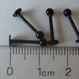 16g 3/8" 10mm long labret stud, long lip ring, long lip stud, black labret piercing, long 16g black tragus helix cartilage earrings stud