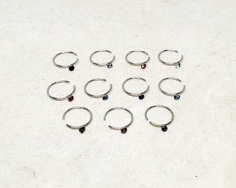 20G Silver Surgical Steel Small Adjustable Size Nose Ring - Nose Hoop - Septum Ring - Hoop Earring - CZ bendable adjustable tiny nose rings