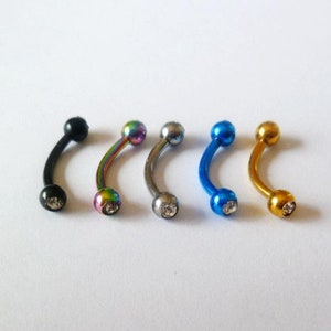 Daith earring tragus cartilage helix piercing 16g Rook earring piercing Eyebrow ring Snug piercing 16g Curved Bar barbell crystal beads