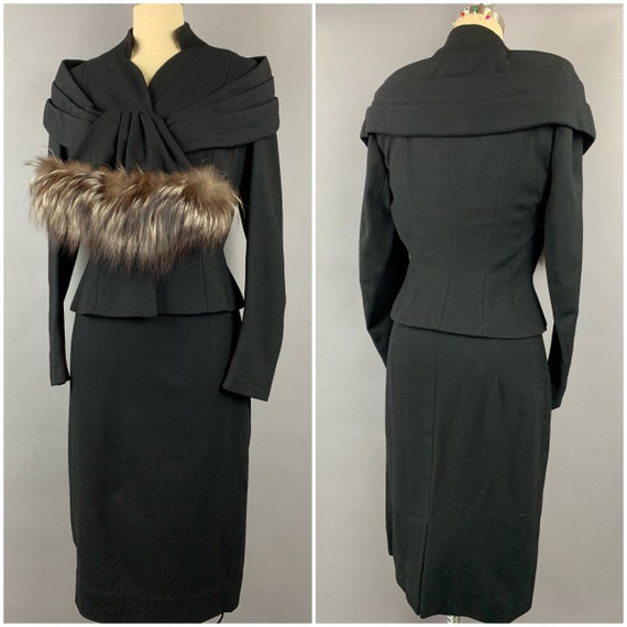 1950s Lilli Ann Wool and Fox trim Suit