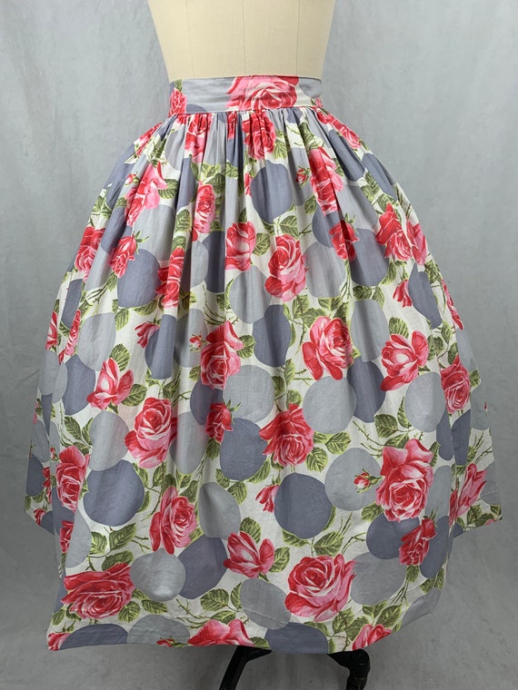 1950s Roses and Polka dots cotton skirt