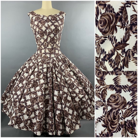 1950s “California Cottons by Lipson” Brown Roses a