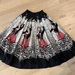 1950s Flamenco Dancers Novelty Print Skirt