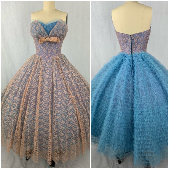 1950s Teal Party Prom Dress