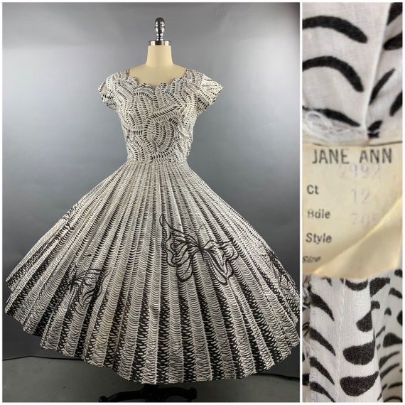 1950s “Jane Ann” Butterfly Brushstroke Cotton Dres