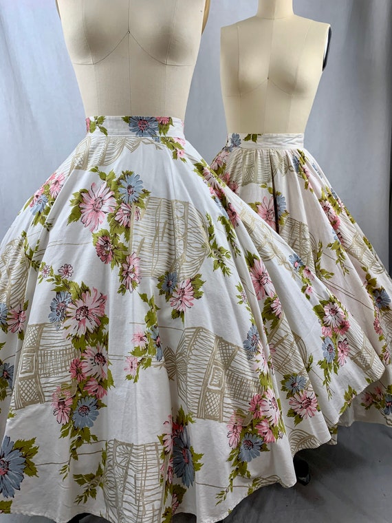 1950s floral birdcage circle skirt