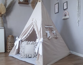 Tipi, Kinderspielhaus Kissen Herz, Tippi, Kinderzimmer Dekoration, Spielhaus, Spiel Zelt, Kinder Zelt, Kinder Tipi, Kleinkind Tipi