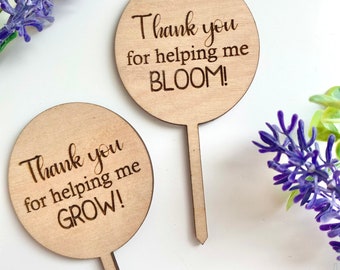 Thank You for Helping Me Grow, Thank You for Helping Me Bloom, Teacher Appreciation Gift, Teacher Gift, Teaching Plant Gift, Succulent Stick