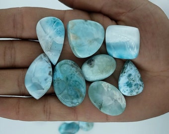 Unheated Larimar Gemstone | Natural Larimar Cabochon | Fancy Larimar Stone For Making Jewelry