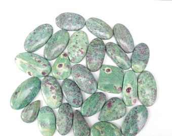 Unheated Green Ruby Fuchsite Gemstone | Natural Ruby Cabochon | Fancy Ruby Stone For Making Jewelry