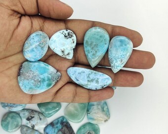 Natural Larimar Cabochon, Sky Blue Fancy Larimar Gemstone, Larimar Real Stone For Making Jewelry