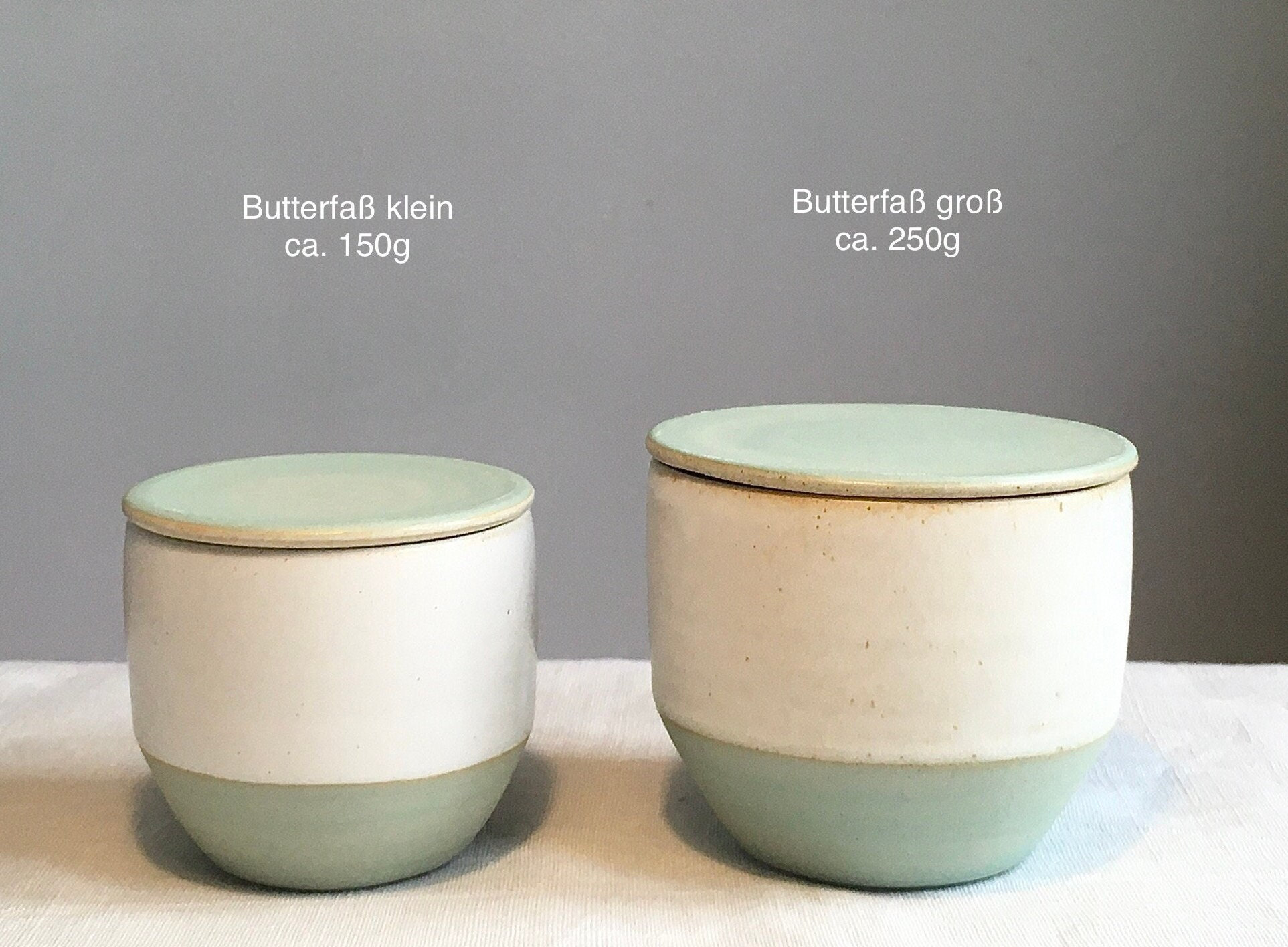 Französisches Butterfass für ganze/halbe Butter, handgedrehte runde Butterdose, zeitlos & minimalistisch, Butterkühler, Keramik handgefertigt