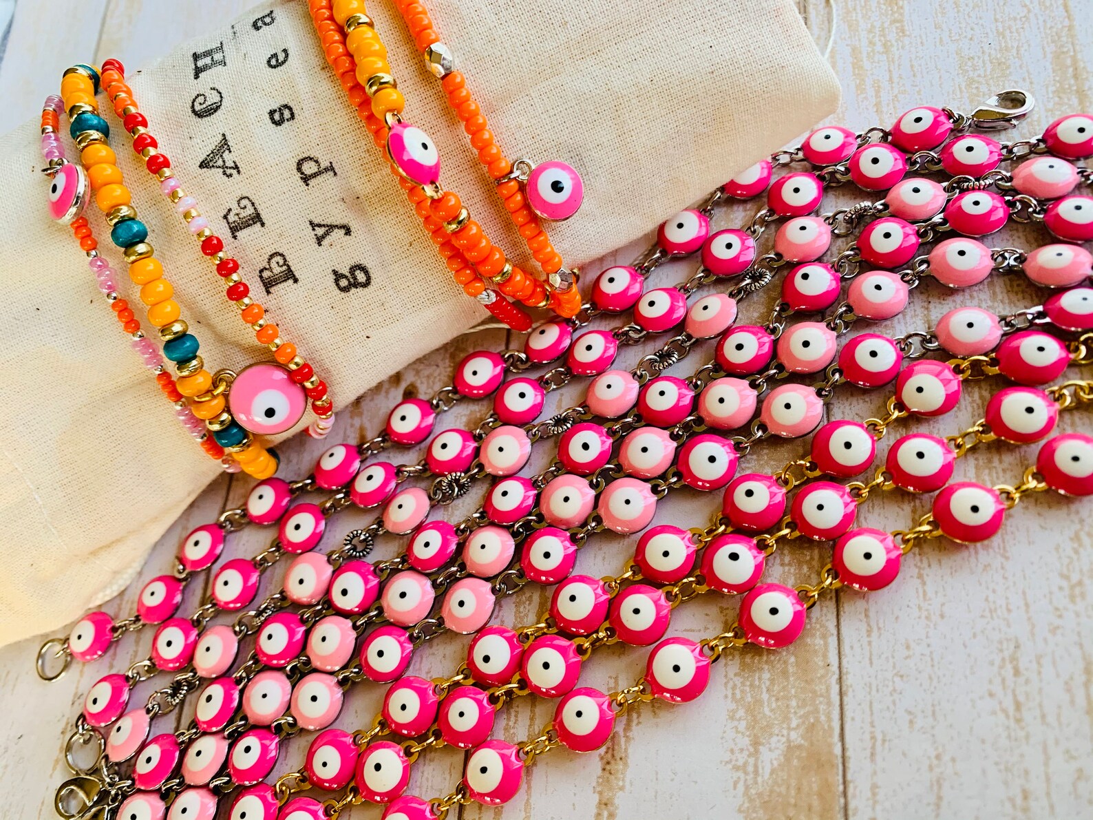 Pink Evil Eye Bracelet Hot Pink Evil Eye Protection Bracelet Etsy UK