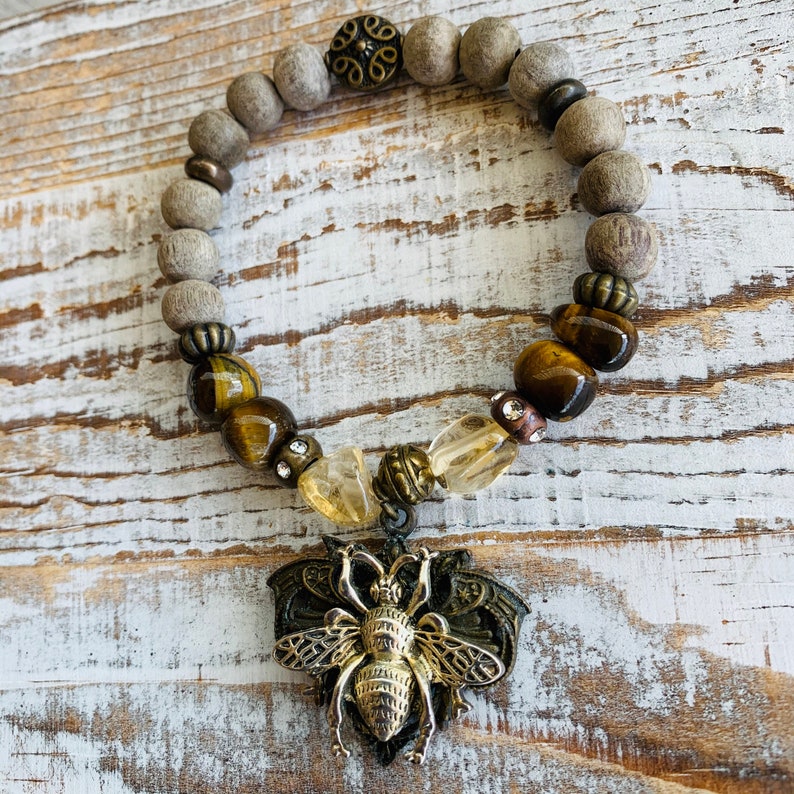 Bee Bracelet Honeybee Bracelet Boho Bee Bracelet Citrine Etsy