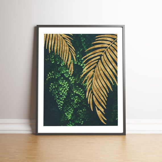 Green And Gold Leaf Wall Art
