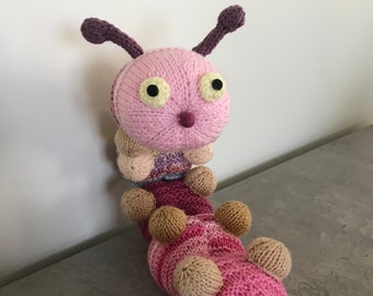 Cassie The Caterpillar, Knitted Toy Animal, Knitted Caterpillar