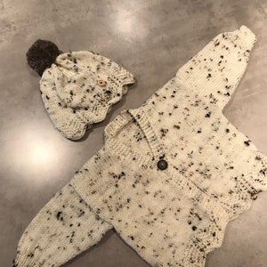 6-12mth Baby Cardigan & Hat Set,Knitted Baby Clothes, Knitted Cardigan and Hat Set