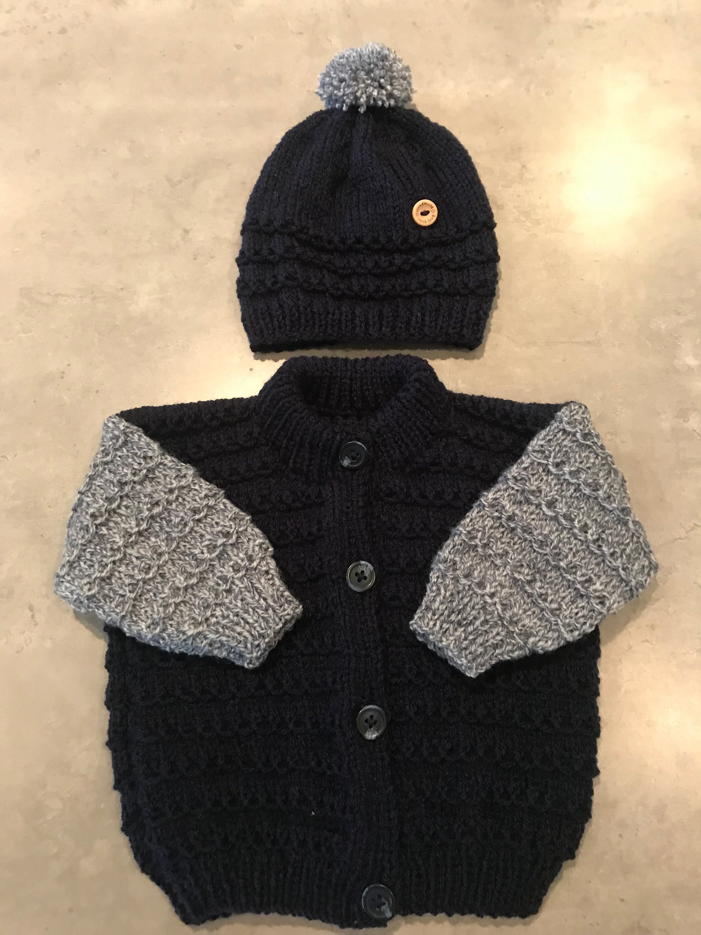 Ensemble Cardigan Et Chapeau Tricoté Main Pour Bébé Fille - Doré, Taille 0-3 Mois, Neuf