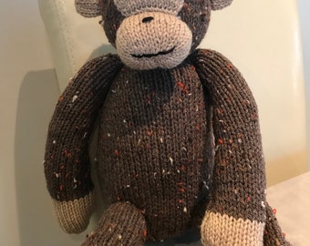 Jak The Monkey, Hand knitted Nursery Accessory, Children's Nursery, Knitted Animals