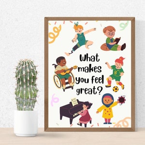 Disability inclusion poster | inclusive children&#39;s decor | diverse playroom print | deaf child | wheelchair user | limb difference | unique